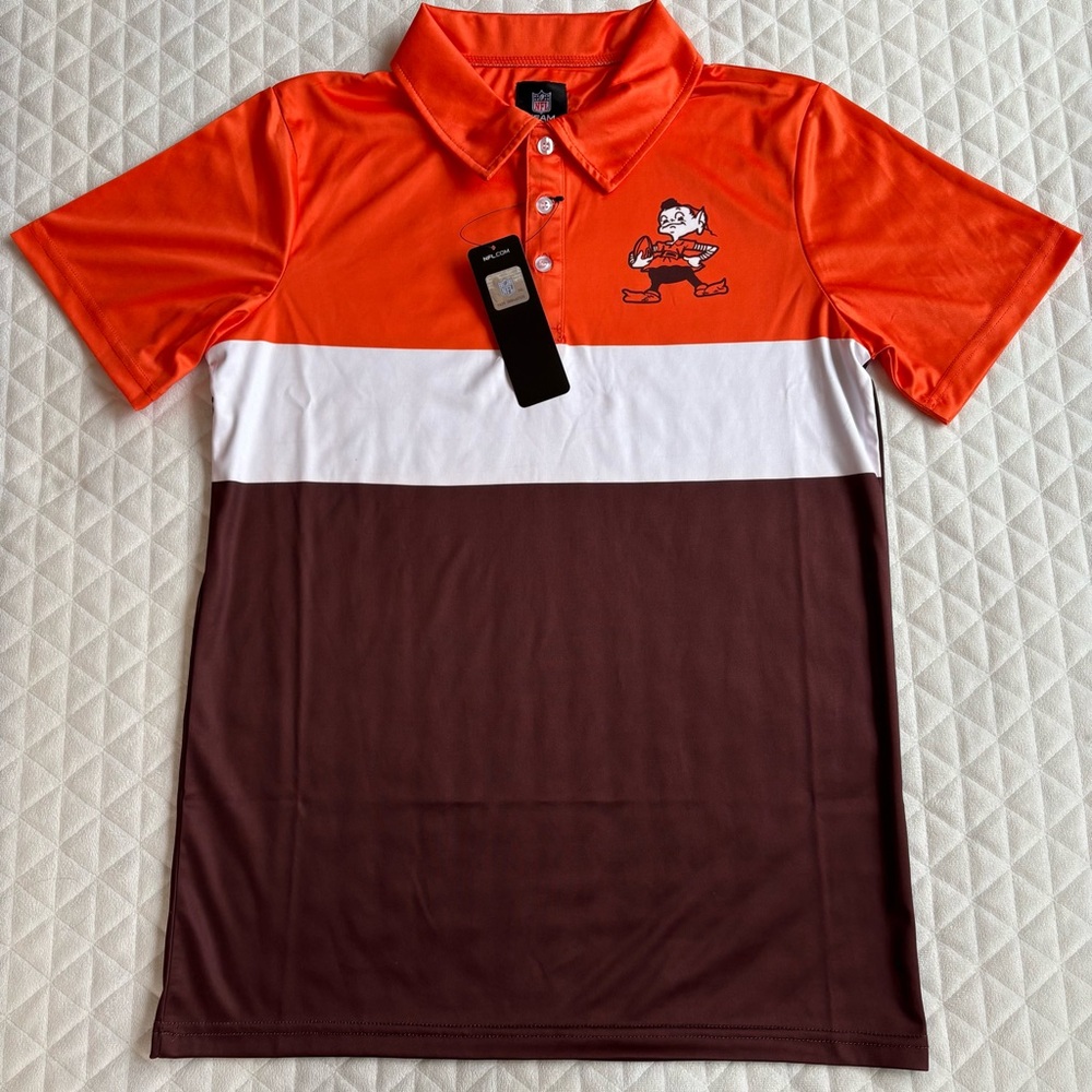 Cleveland Browns NFL Men’s Shirt Size Small Retro Style Color Block Polo New